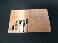 Custom CR80 Classic Copper Brushed Metal Membership Card Cut Out Logo With Etching Text