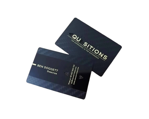 Matt Black Brass Carbon Fiber Cut Out Logo Laser Engrave Metal Member Card