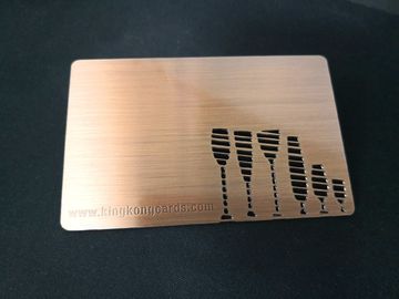 Custom CR80 Classic Copper Brushed Metal Membership Card Cut Out Logo With Etching Text