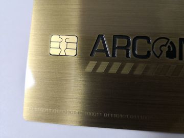 Metal Gold Small Contact IC Chip Bank Card With Magnetic Stripe Signature Panel