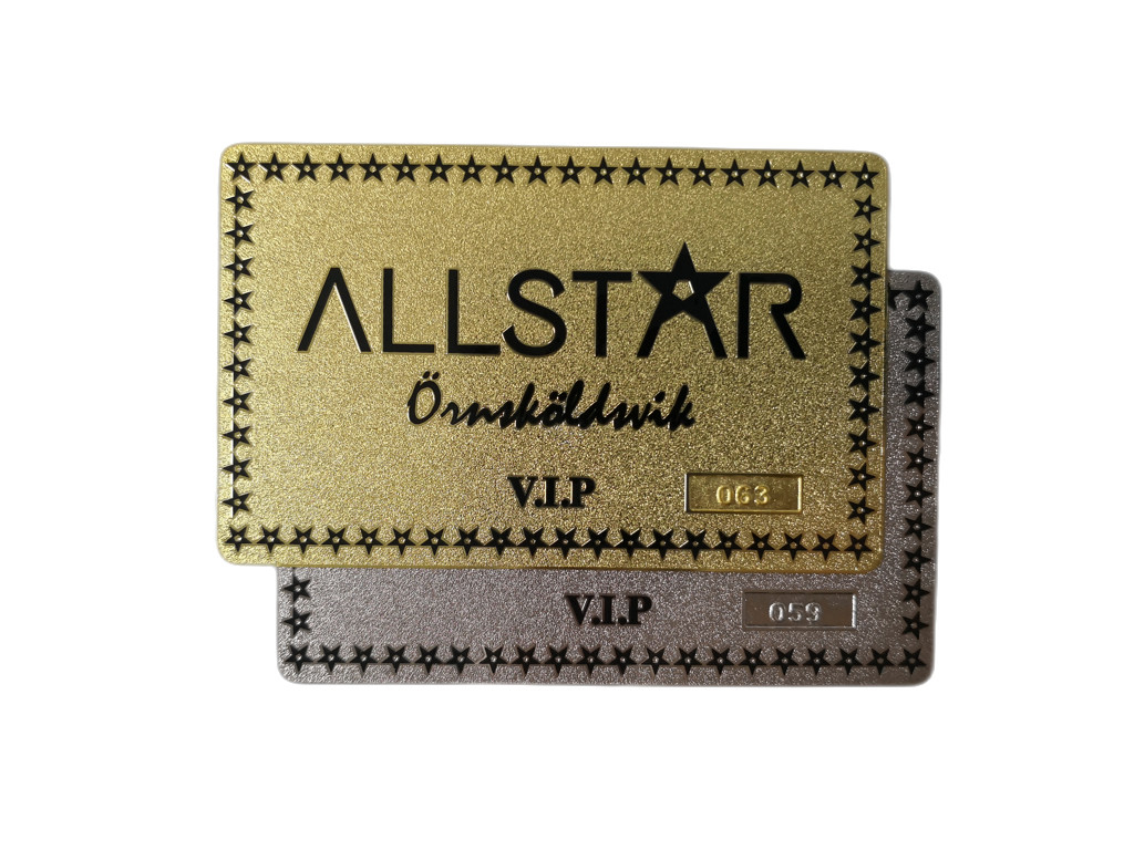 Frosted Metal Membership Card Emboss Number Plated Gold Silver