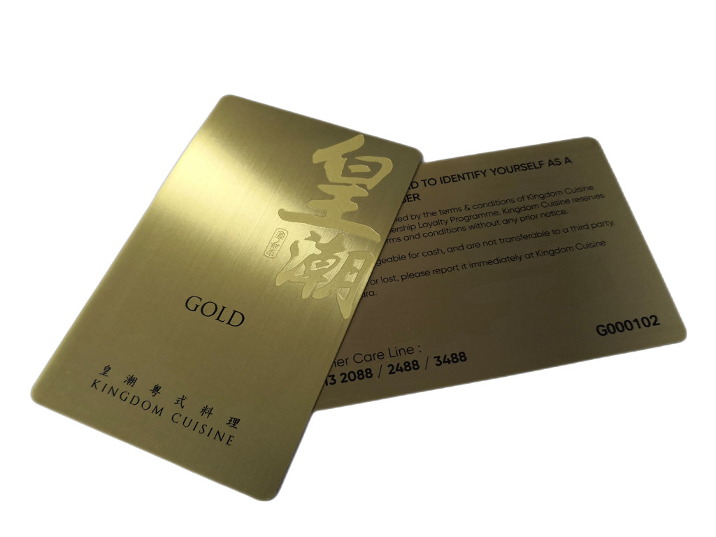 Brush Gold Stainless Steel Metal Business Card With Etched Logo