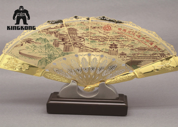 Handicrafts Gold / Silver  Steel Folding Fan   Decorative Chinese Traditional Art style