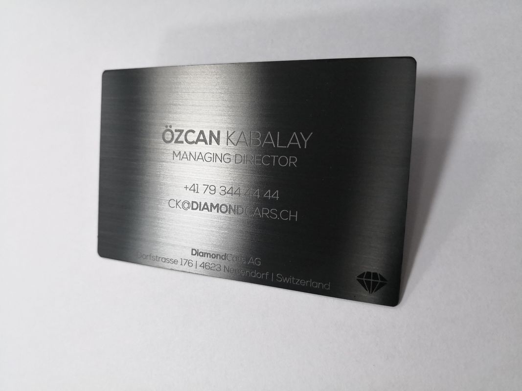 Matte Black Plated Laser Engrave Metal Business Cards / Stainless Steel Membership Card