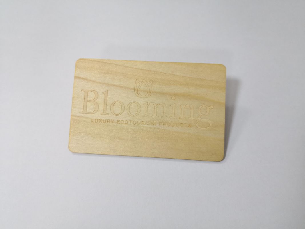 CR80 Credit Card Size Wood Business Member Card With NFC IC 13.56MHZ Chip