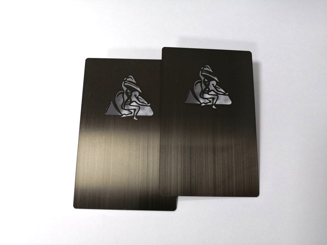 Plated Matte IP Black Brushed Rectangle Metal Business Cards