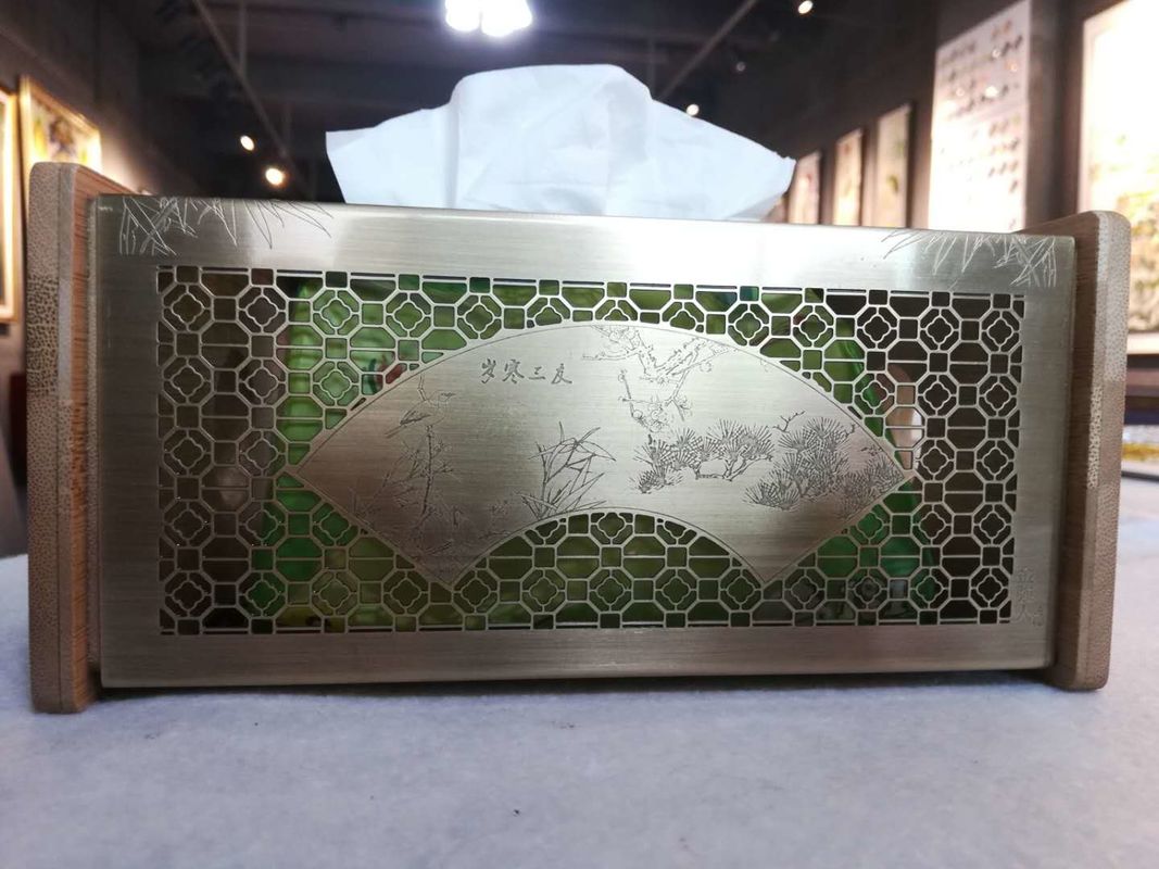 Luxury Custom Etching Metal Tissue Box With OEM Printing