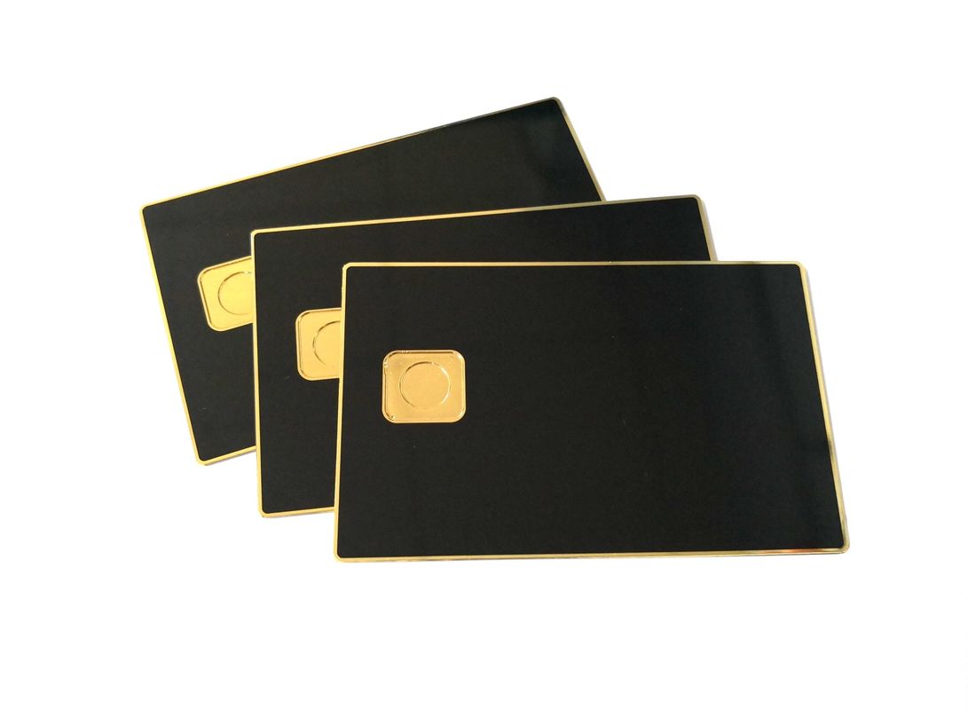 Shiny Gold Black Metal Membership Card Printing With Chip