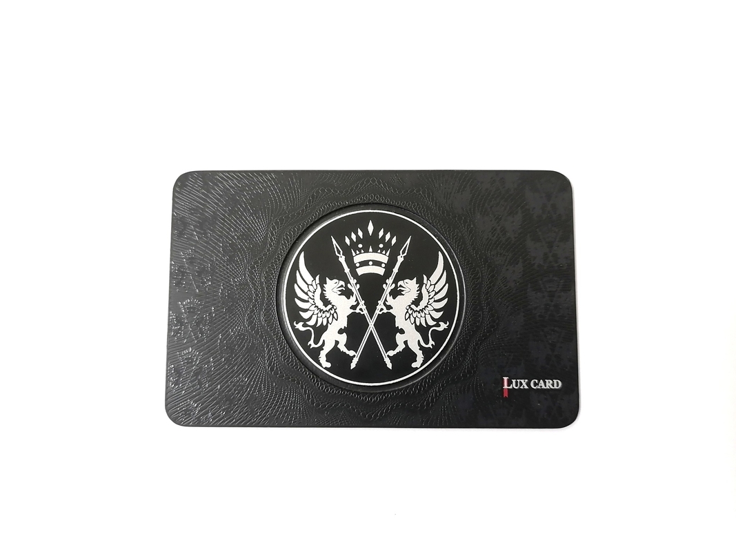 CR80 Matte Black Metal Business Cards 0.8mm Debossed Custom Logo