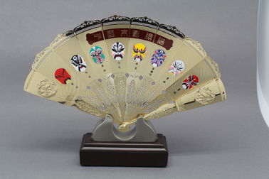 Customised Metal Gold Silver Metal Folding Hand Fan  Prize Chinese Traditonal Souvenir Support